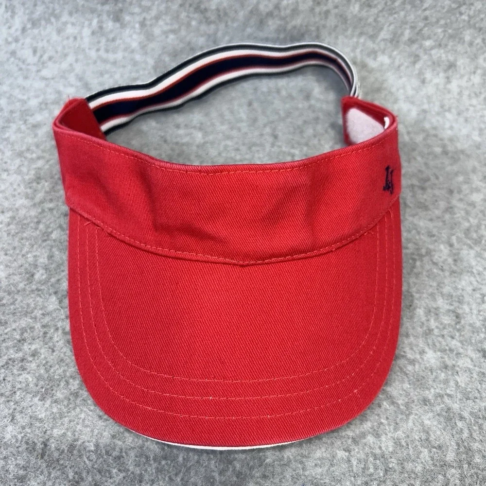 Janie and Jack Red‎ Visor Toddler 2T 3 Hook Loop Elastic Preppy Sun Hat